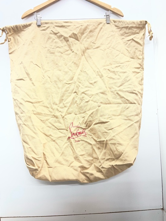 Christian Louboutin Handbags - Christian Louboutin Beige Canvas Dust Bag with Red Logo Large
